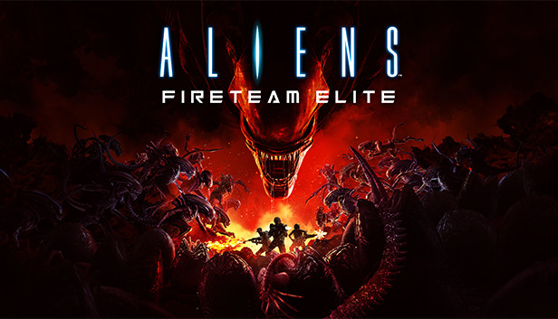 Aliens: Fireteam Elite key art showing a three-person marine squad surrounded by Xenomorphs