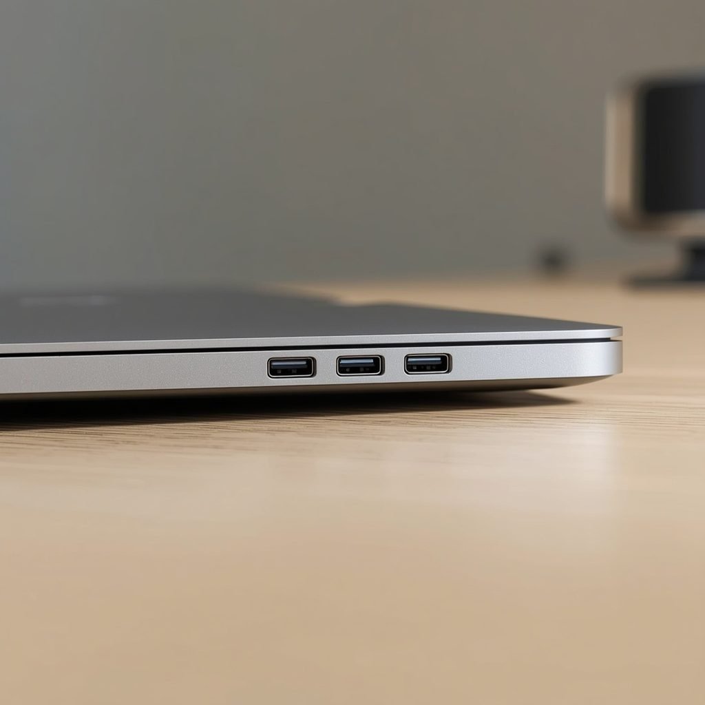 dell-xps-14-ports Dell XPS 14 side profile showing its thin aluminum chassis and ports