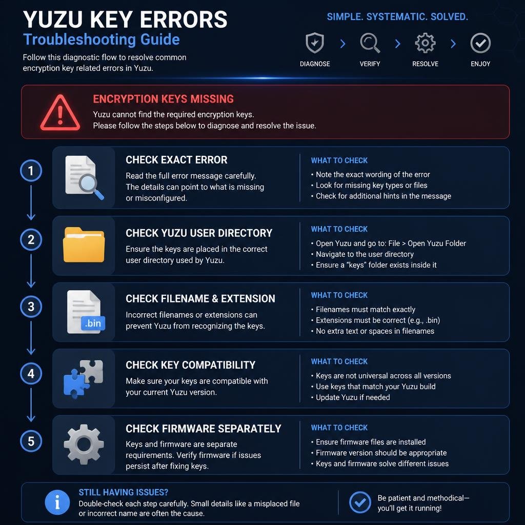 Yuzu keys troubleshooting for encryption key errors