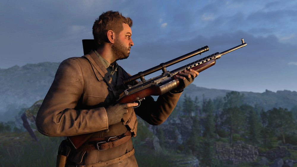 Sniper Elite: Resistance protagonist aiming a WWII-era scoped rifle across a hillside